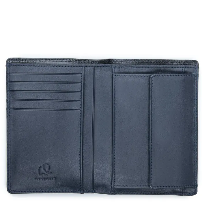 Mywalit Men Wallets|Men's Bi-colour Vertical Bi-Fold Wallet Black-Blue